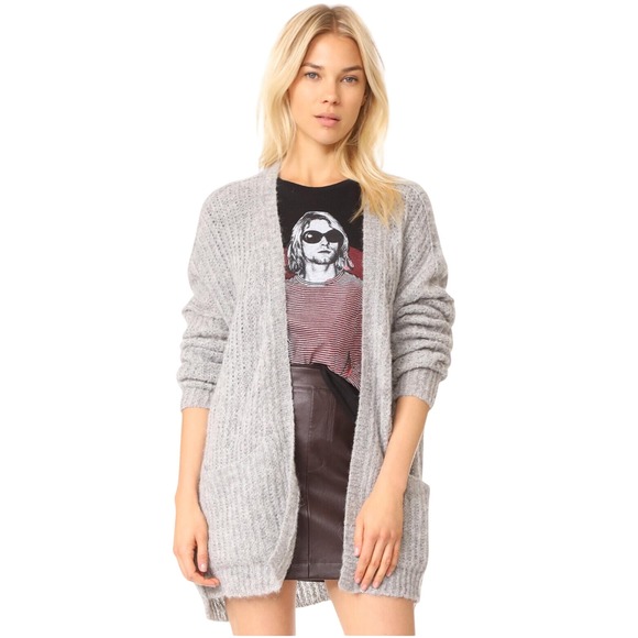 Free People Sweaters - Free People Womens XS Weekend Getaway Gray Alpaca Oversized Cardigan Pockets